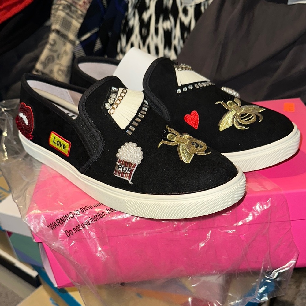 Betsey Johnson Black Sneakers with White Sole